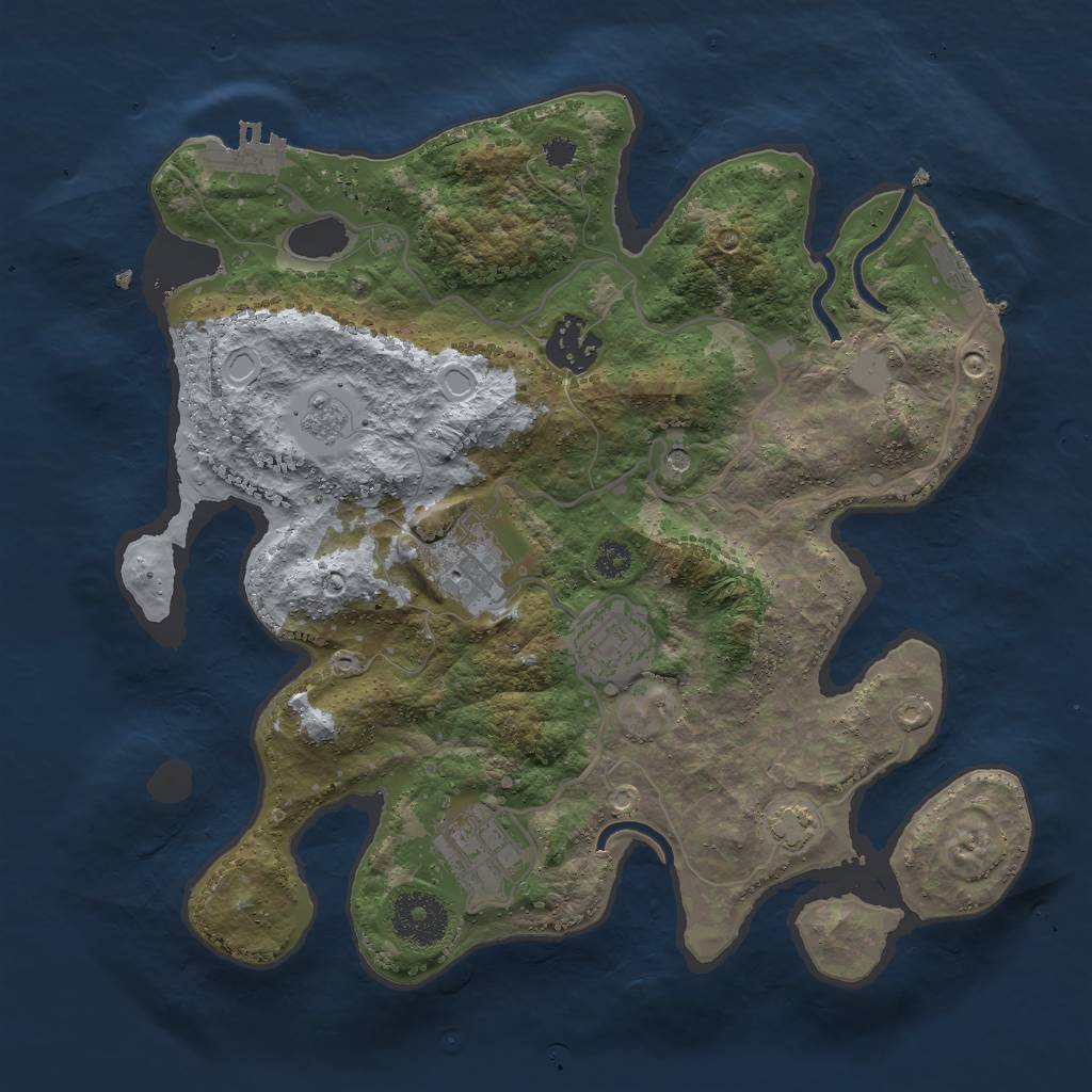 Rust Map: Procedural Map, Size: 3000, Seed: 461495596, 12 Monuments