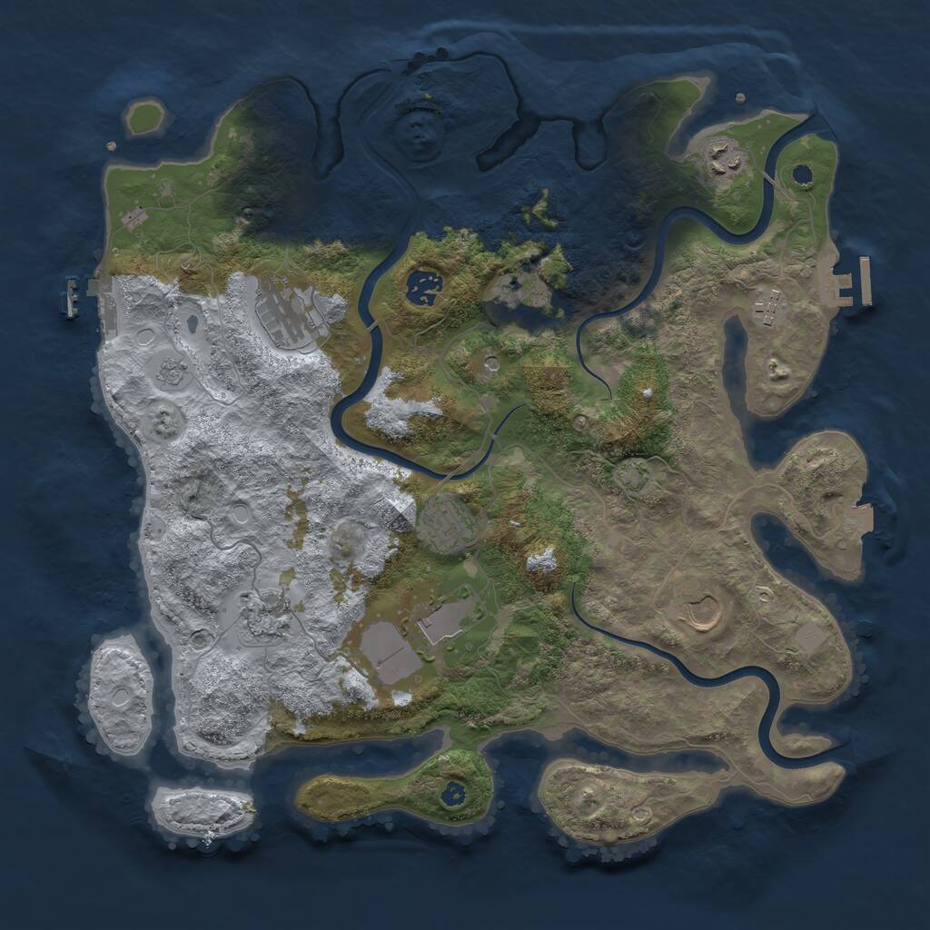 Rust Map: Procedural Map, Size: 3850, Seed: 77977301, 15 Monuments