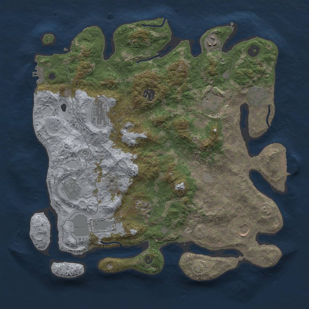 Rust Map: Procedural Map, Size: 3850, Seed: 77977301, 17 Monuments