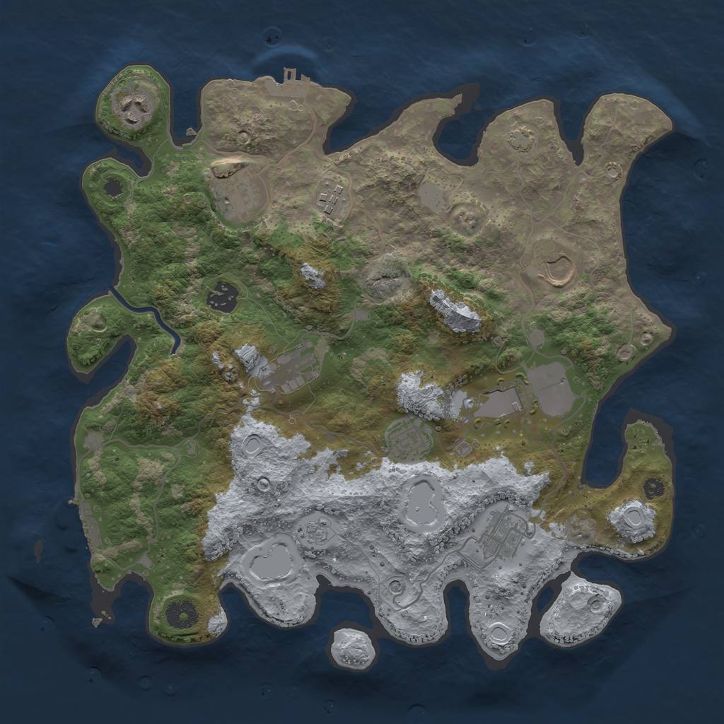 Rust Map: Procedural Map, Size: 3550, Seed: 54086635, 17 Monuments