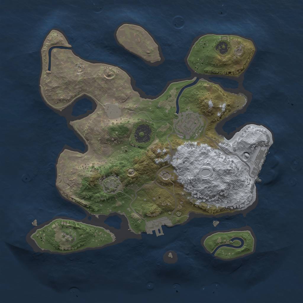Rust Map: Procedural Map, Size: 2500, Seed: 965214, 8 Monuments