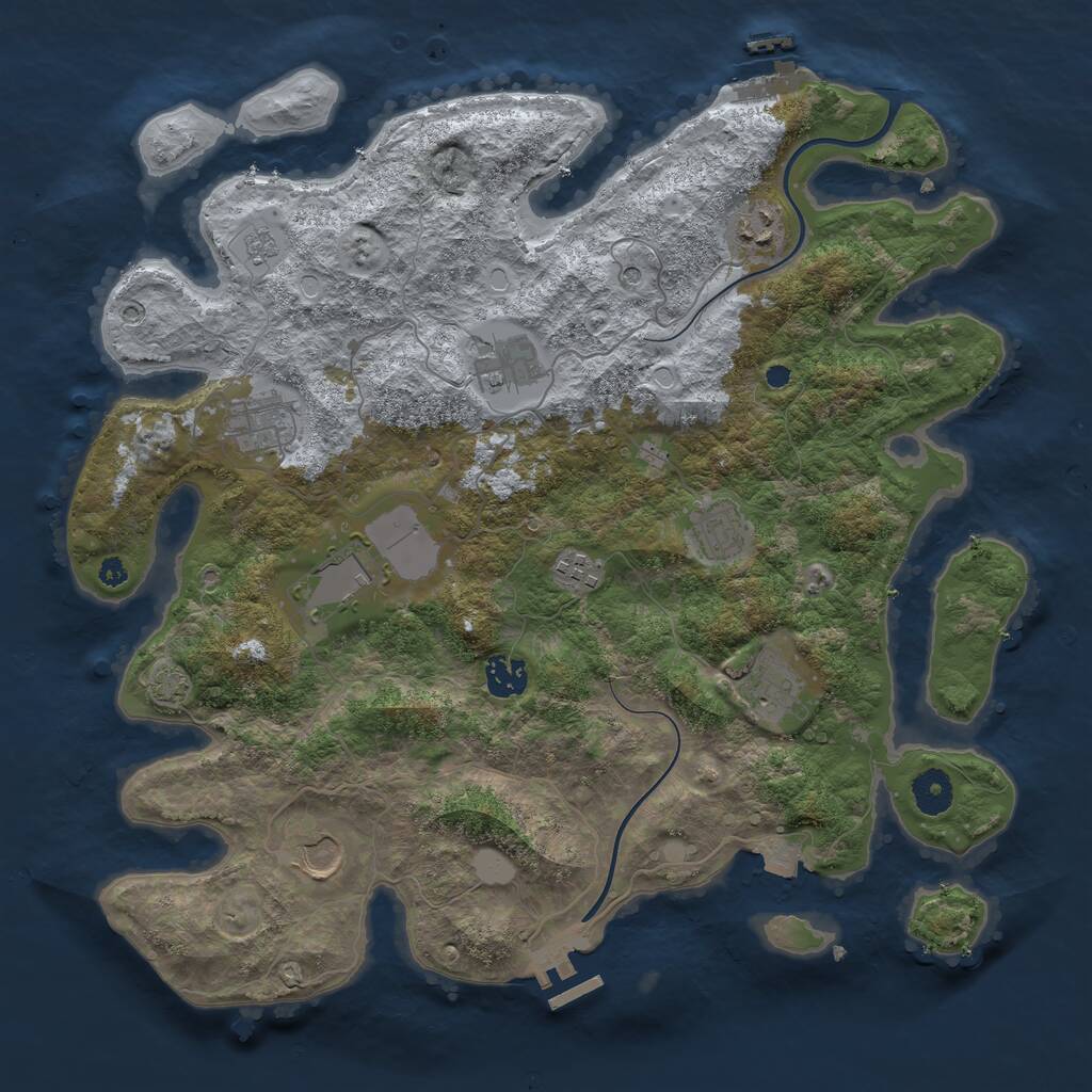 Rust Map: Procedural Map, Size: 3800, Seed: 41831223, 15 Monuments