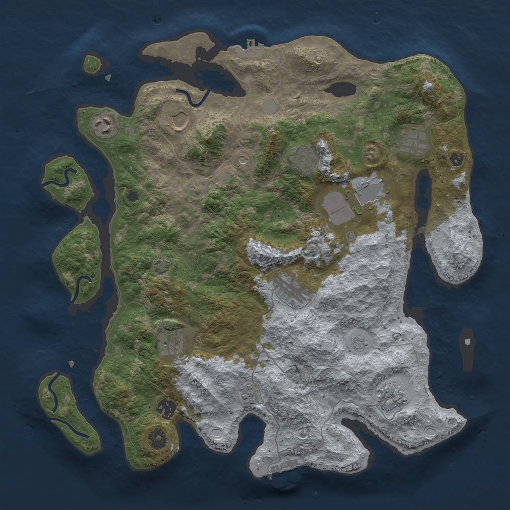 Rust Map: Procedural Map, Size: 3950, Seed: 83666575, 18 Monuments