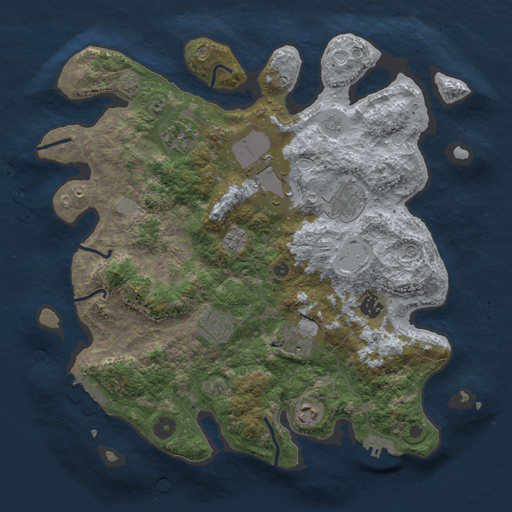 Rust Map: Procedural Map, Size: 3500, Seed: 45934227, 16 Monuments