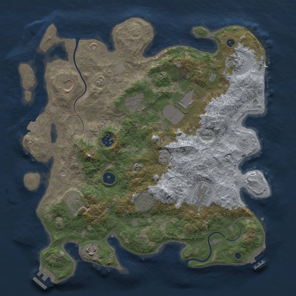 Rust Map: Procedural Map, Size: 3750, Seed: 83413098, 16 Monuments