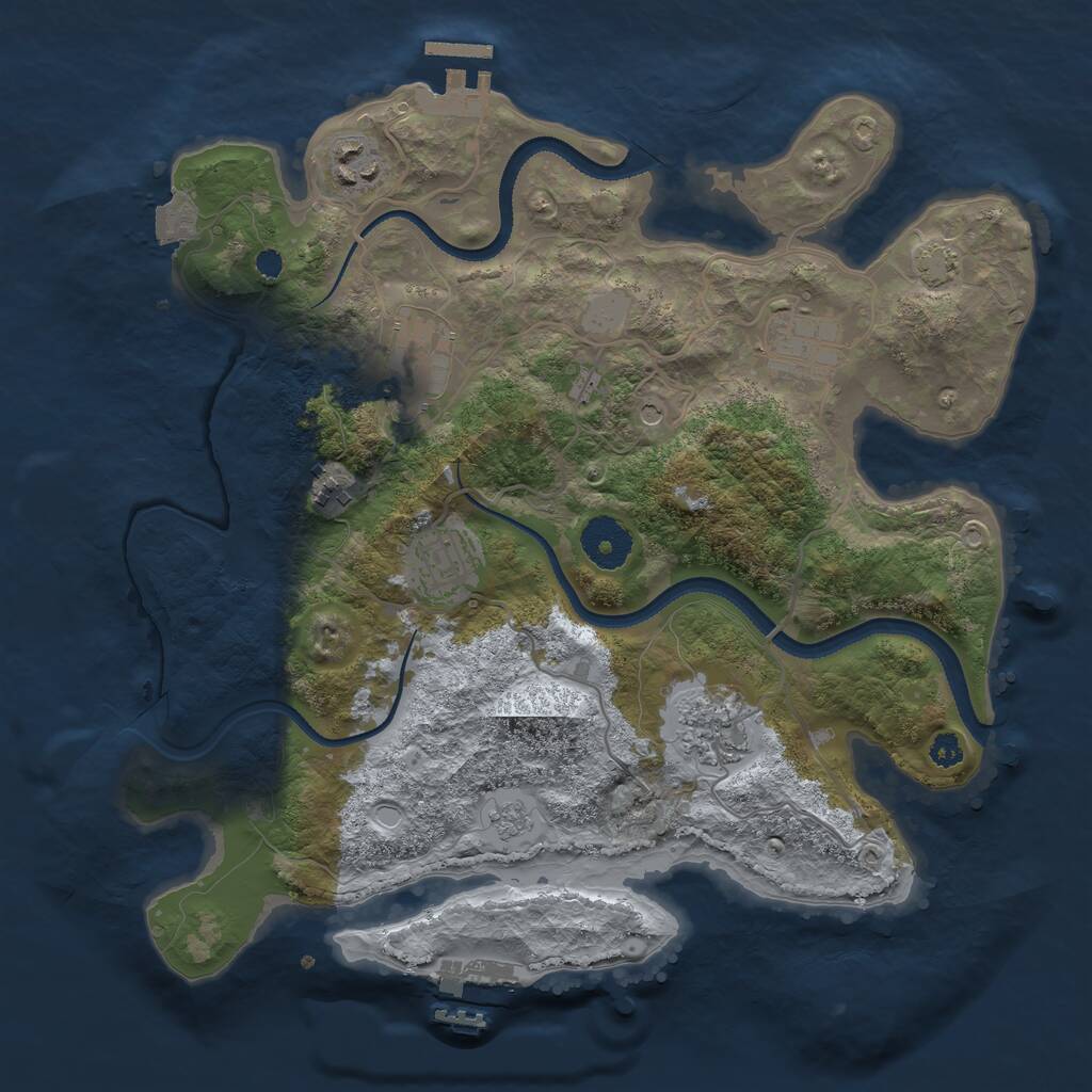 Rust Map: Procedural Map, Size: 3250, Seed: 1181663648, 12 Monuments