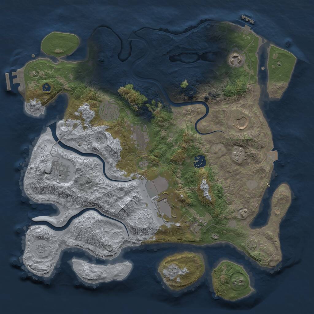 Rust Map: Procedural Map, Size: 3650, Seed: 52290803, 15 Monuments