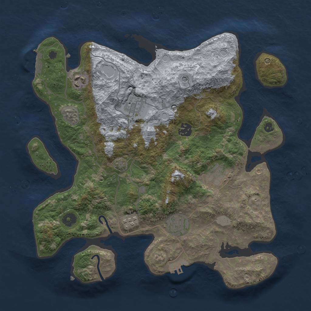 Rust Map: Procedural Map, Size: 3400, Seed: 78116989, 13 Monuments