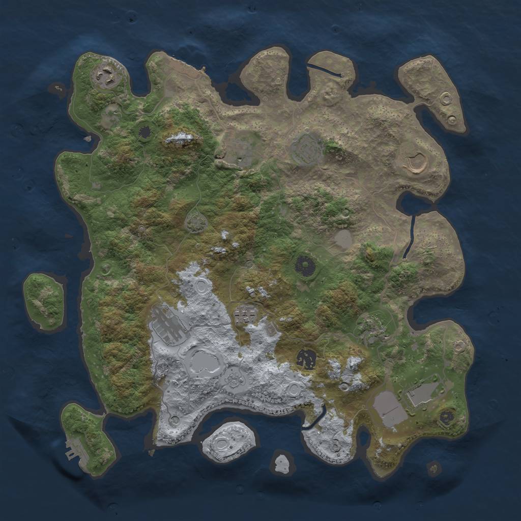 Rust Map: Procedural Map, Size: 3800, Seed: 34852160, 17 Monuments