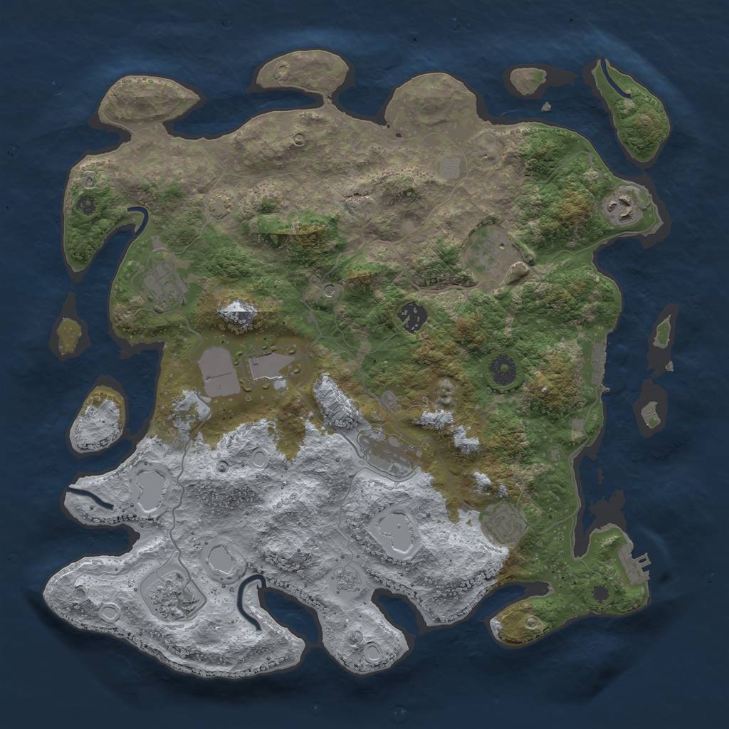 Rust Map: Procedural Map, Size: 3800, Seed: 63581924, 16 Monuments