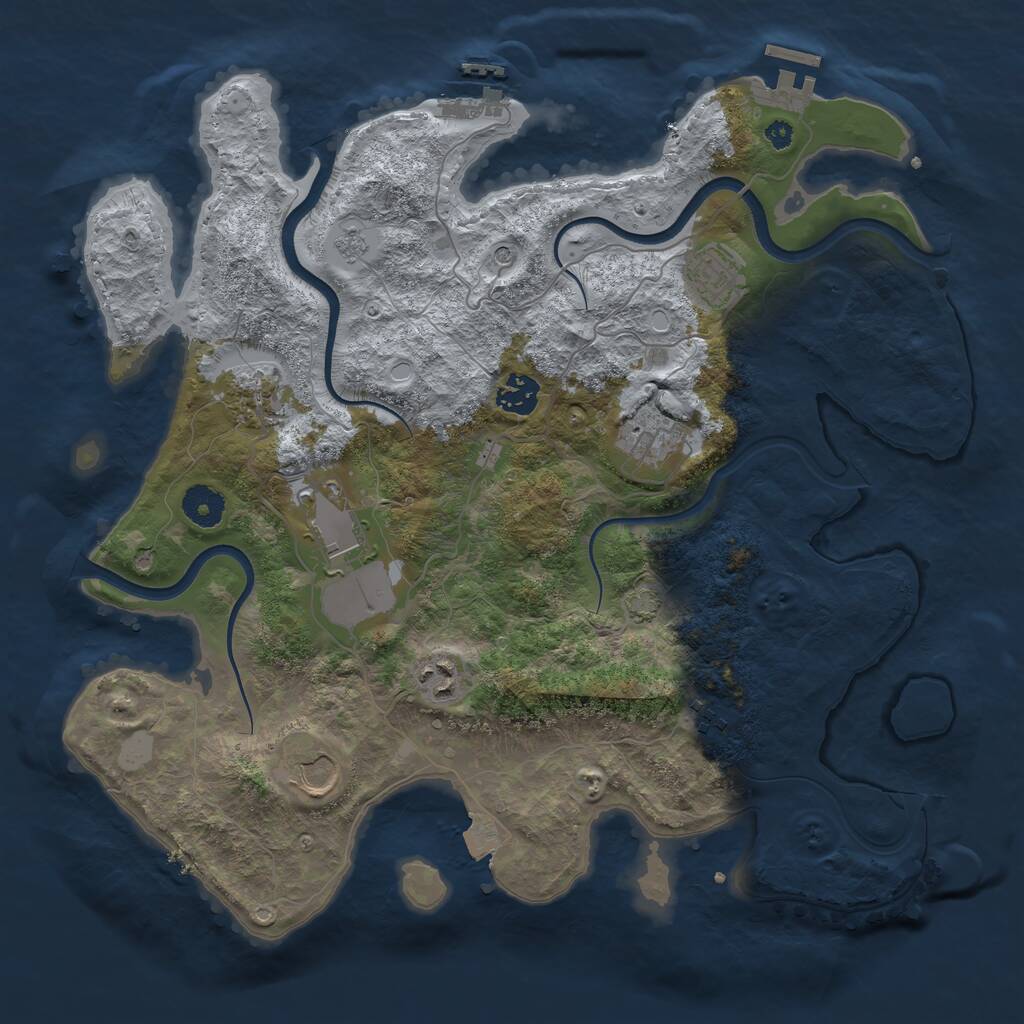 Rust Map: Procedural Map, Size: 3700, Seed: 1212428489, 14 Monuments