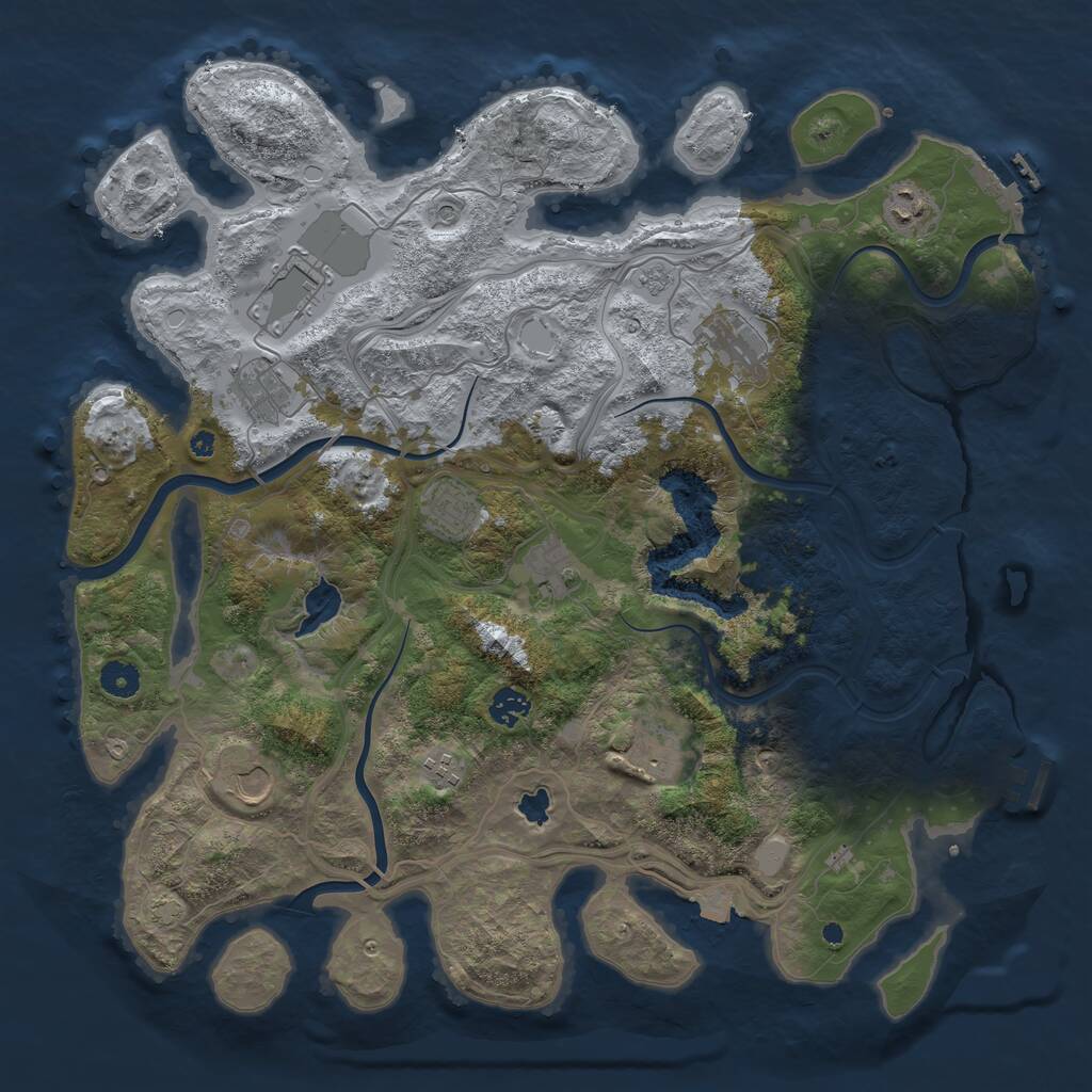 Rust Map: Procedural Map, Size: 4250, Seed: 28410537, 16 Monuments