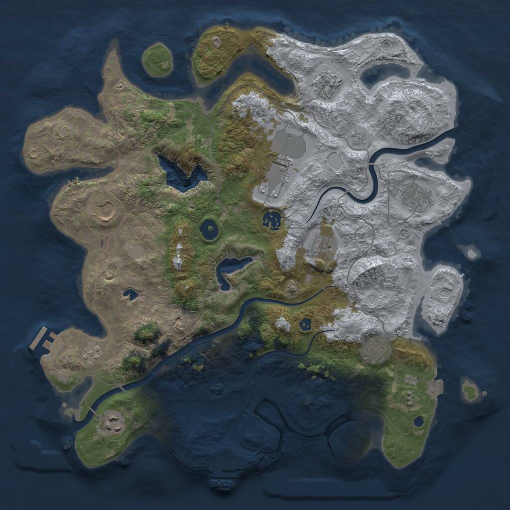 Rust Map: Procedural Map, Size: 4000, Seed: 54621, 15 Monuments