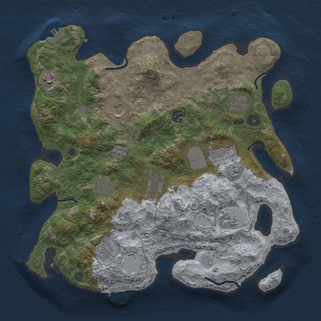 Rust Map: Procedural Map, Size: 3700, Seed: 847549534, 18 Monuments