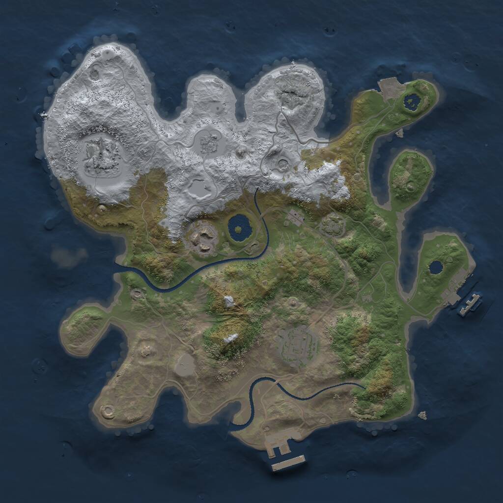 Rust Map: Procedural Map, Size: 3000, Seed: 2007350206, 9 Monuments