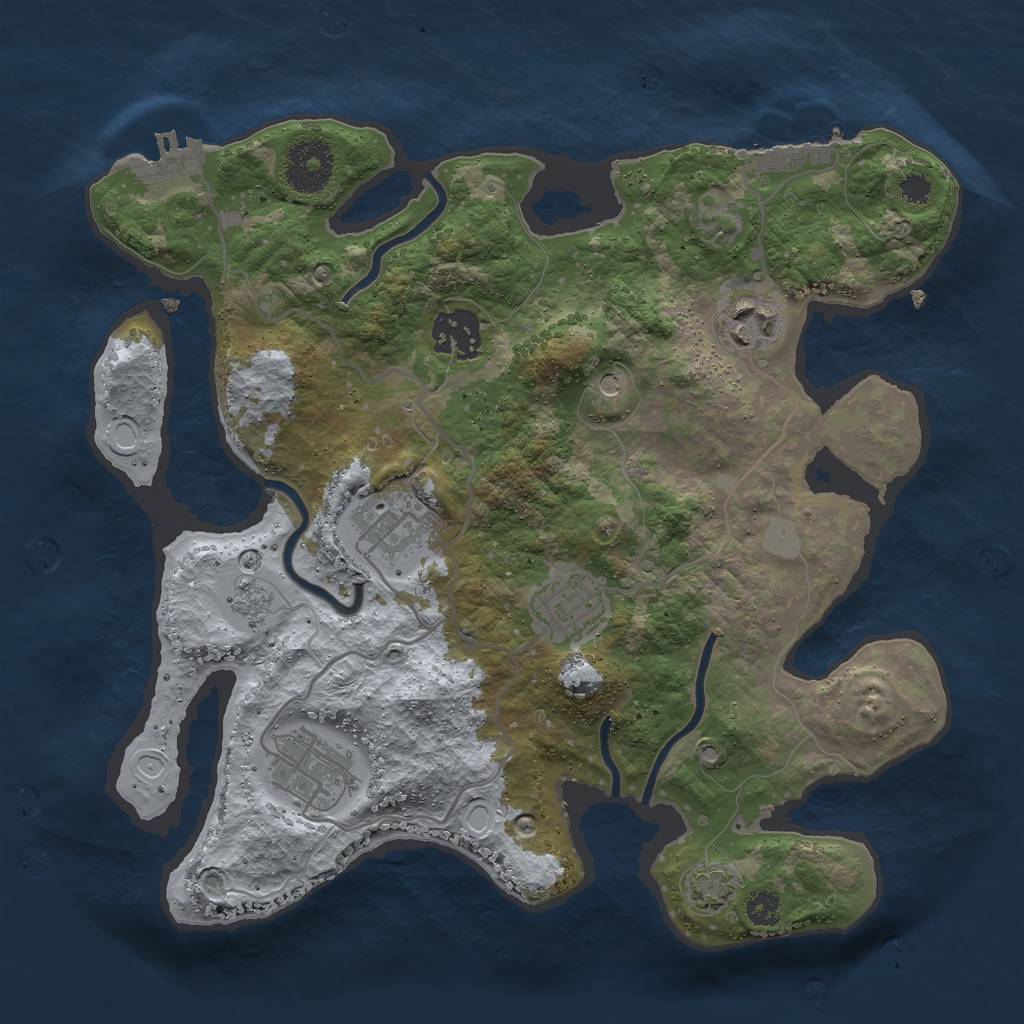 Rust Map: Procedural Map, Size: 3000, Seed: 906, 13 Monuments