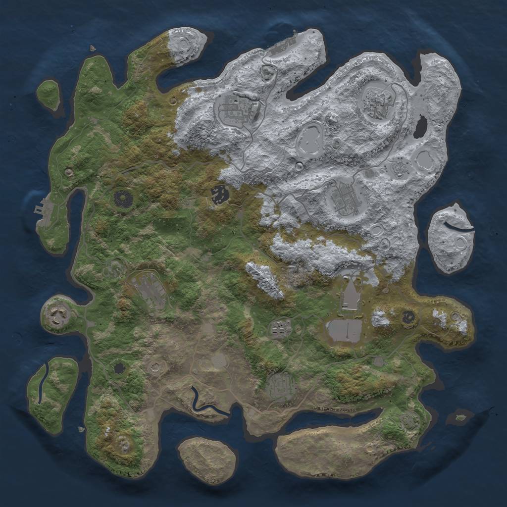 Rust Map: Procedural Map, Size: 4000, Seed: 10351205, 17 Monuments