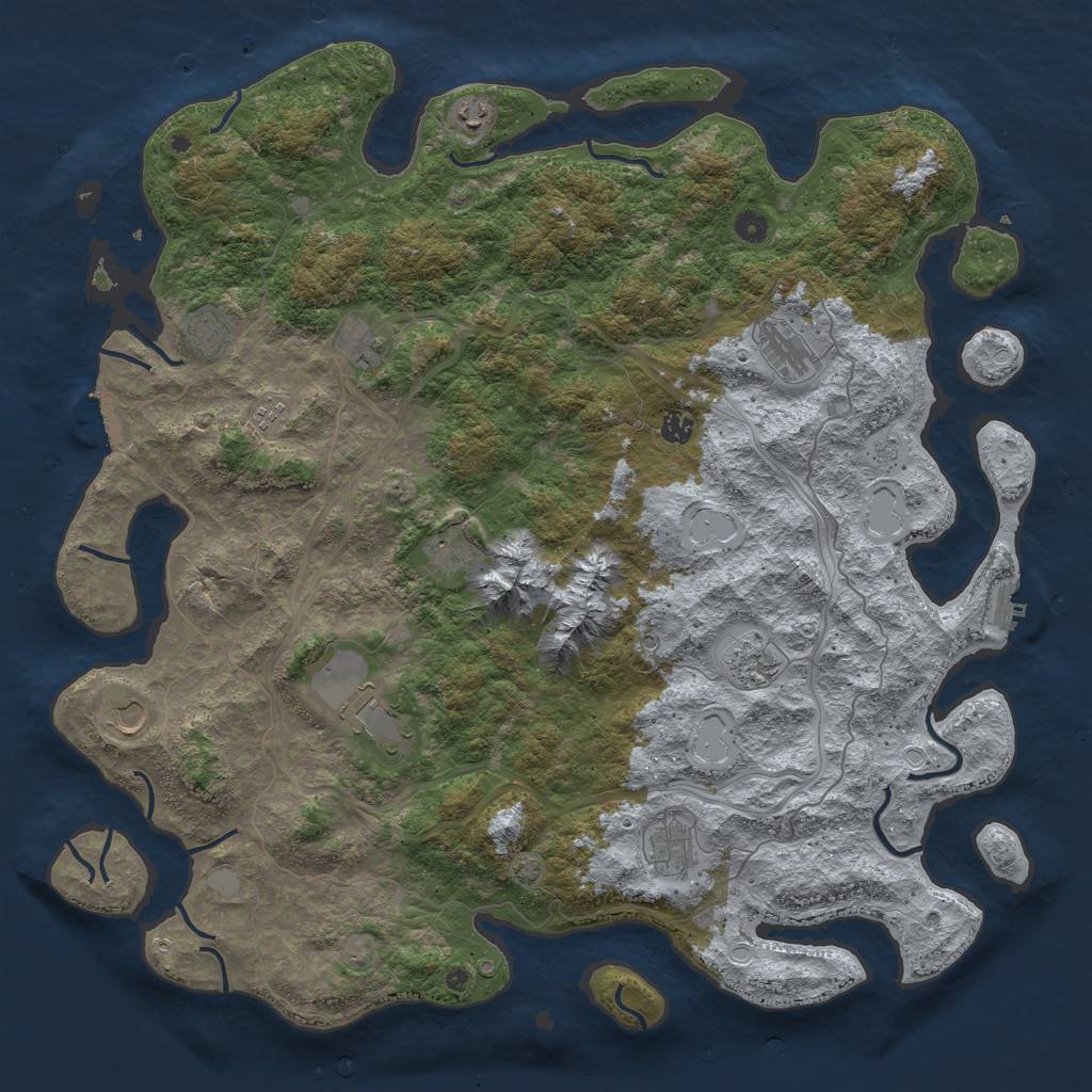 Rust Map: Procedural Map, Size: 5000, Seed: 65235, 19 Monuments