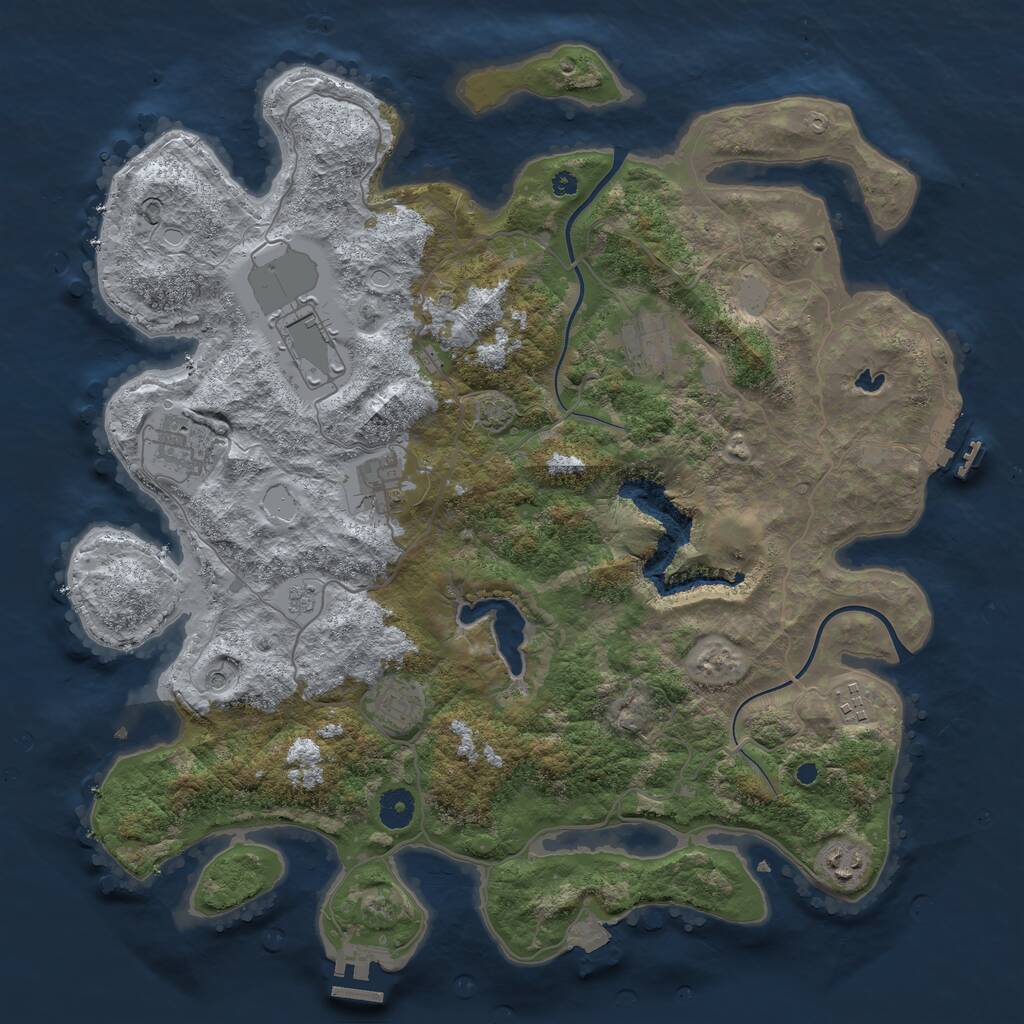 Rust Map: Procedural Map, Size: 4000, Seed: 8439061, 13 Monuments