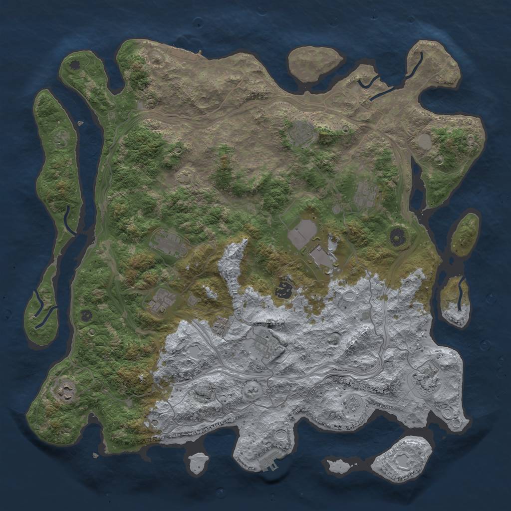 Rust Map: Procedural Map, Size: 4500, Seed: 373861, 18 Monuments