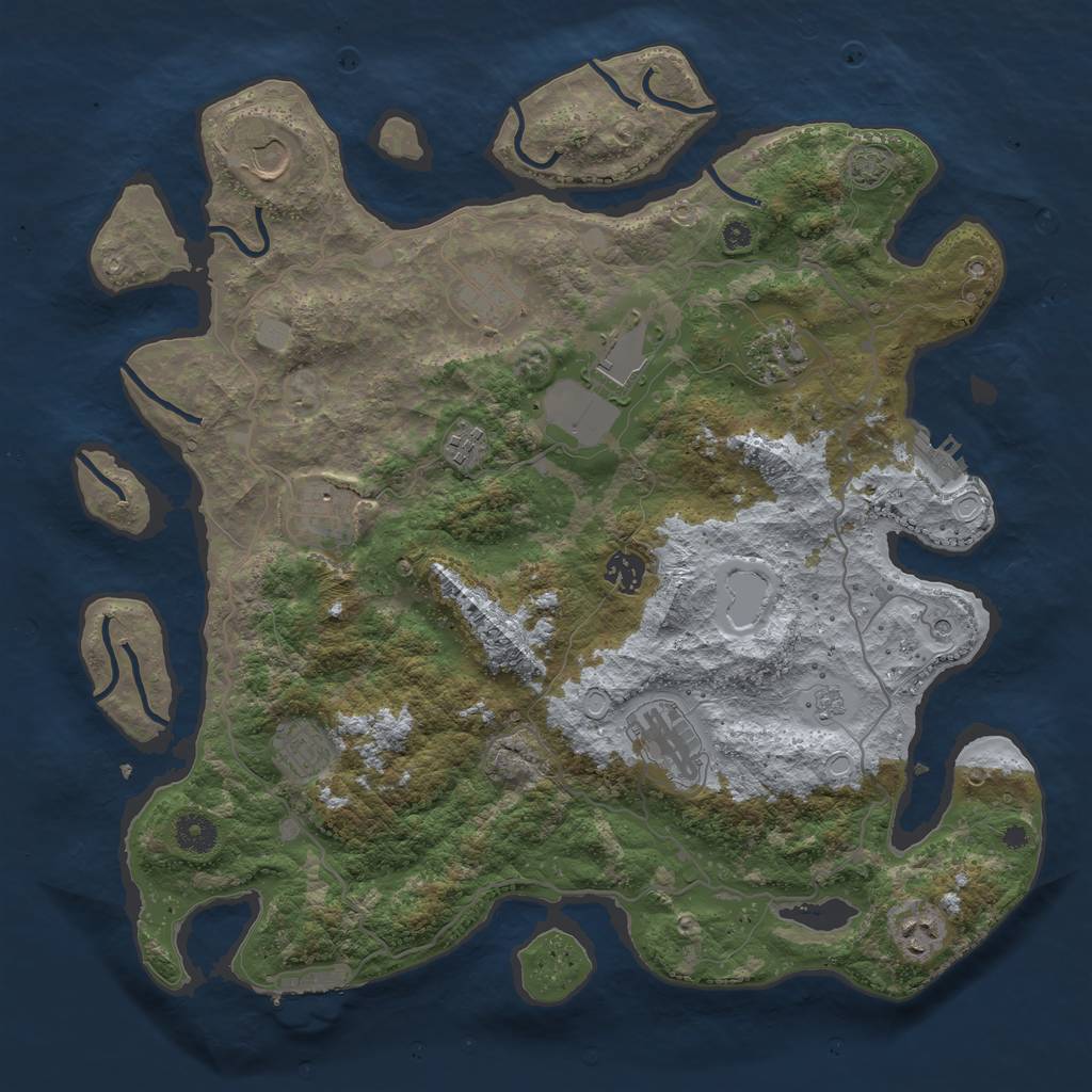 Rust Map: Procedural Map, Size: 4000, Seed: 821112896, 18 Monuments