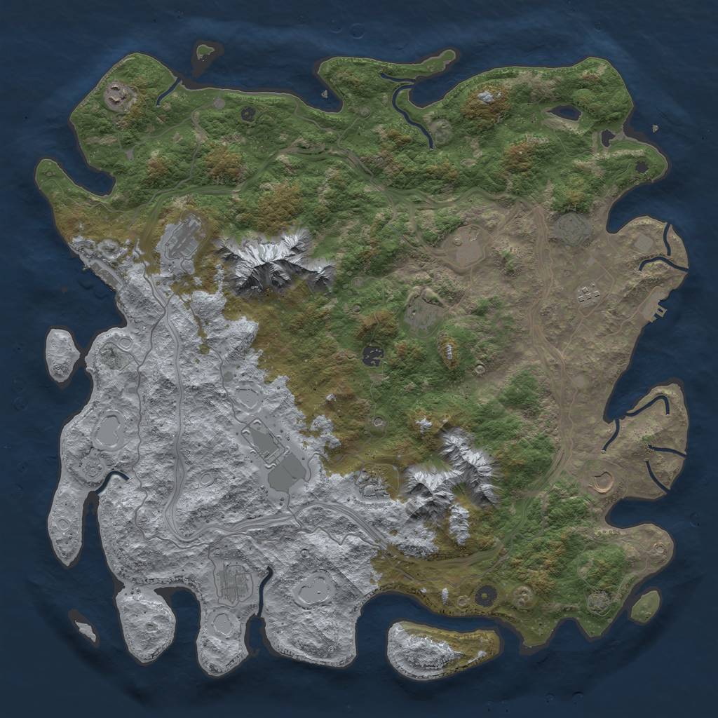 Rust Map: Procedural Map, Size: 5000, Seed: 621060377, 19 Monuments