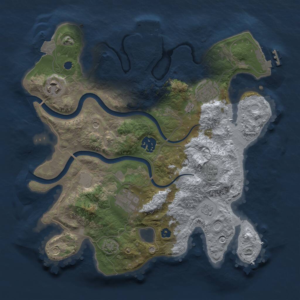 Rust Map: Procedural Map, Size: 3000, Seed: 1157243312, 11 Monuments