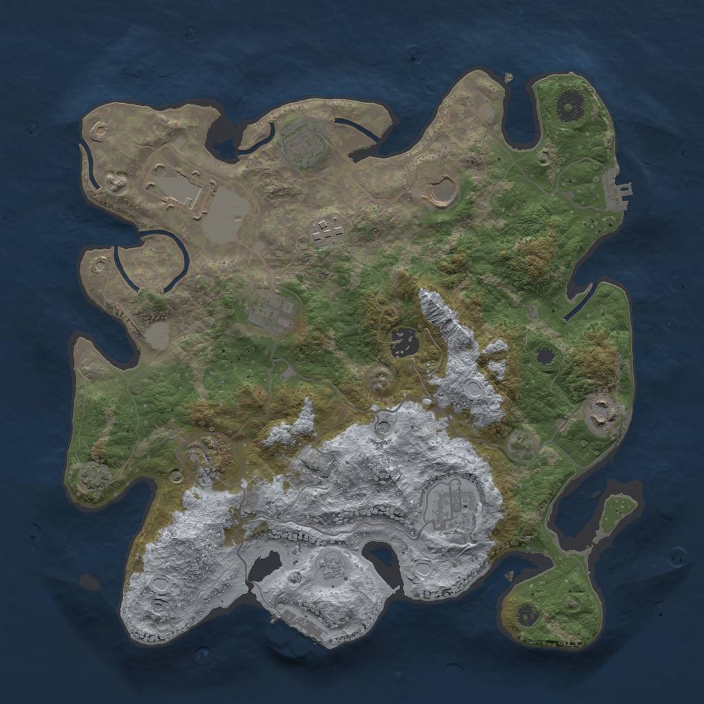 Rust Map: Procedural Map, Size: 3500, Seed: 214781, 17 Monuments