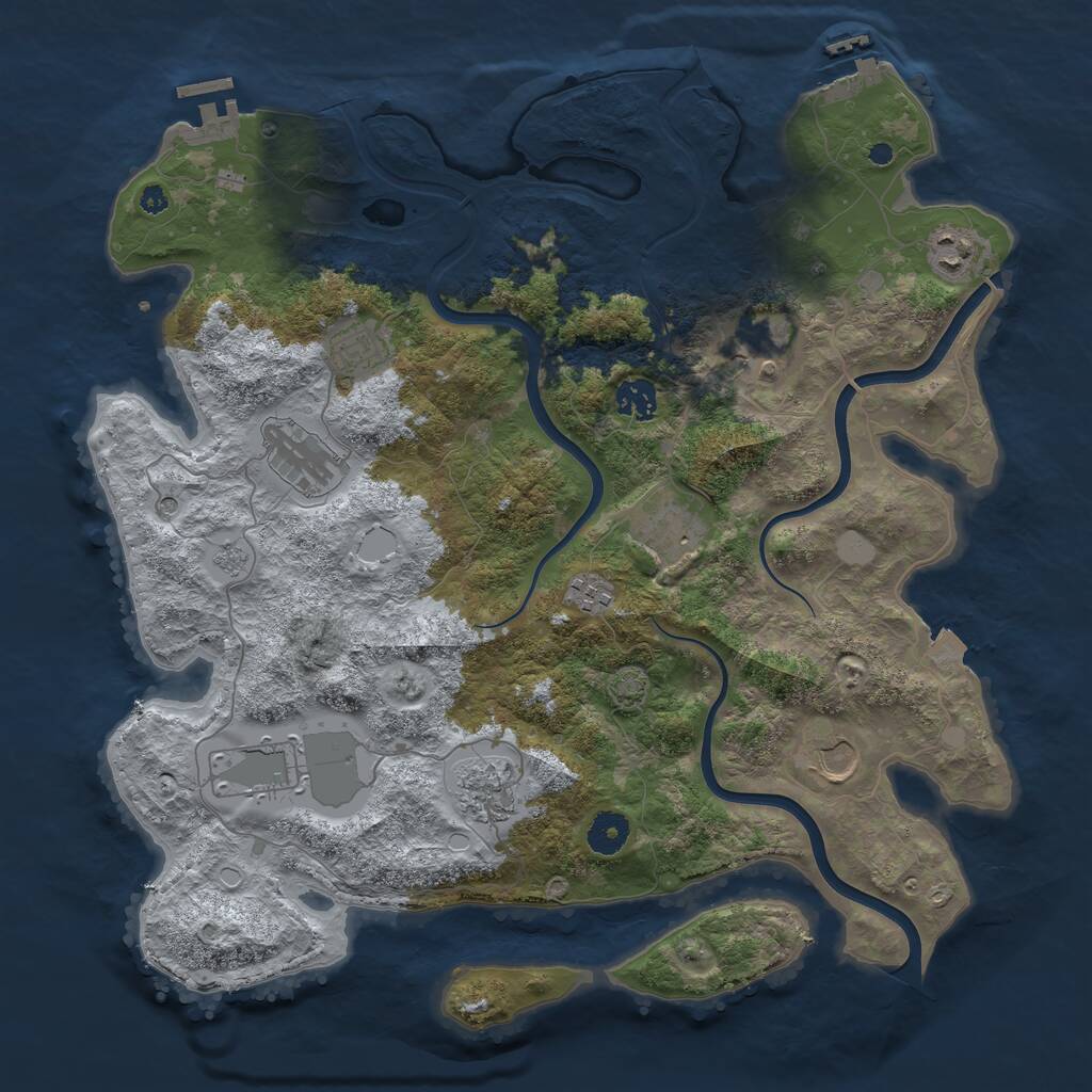 Rust Map: Procedural Map, Size: 3900, Seed: 48657703, 16 Monuments