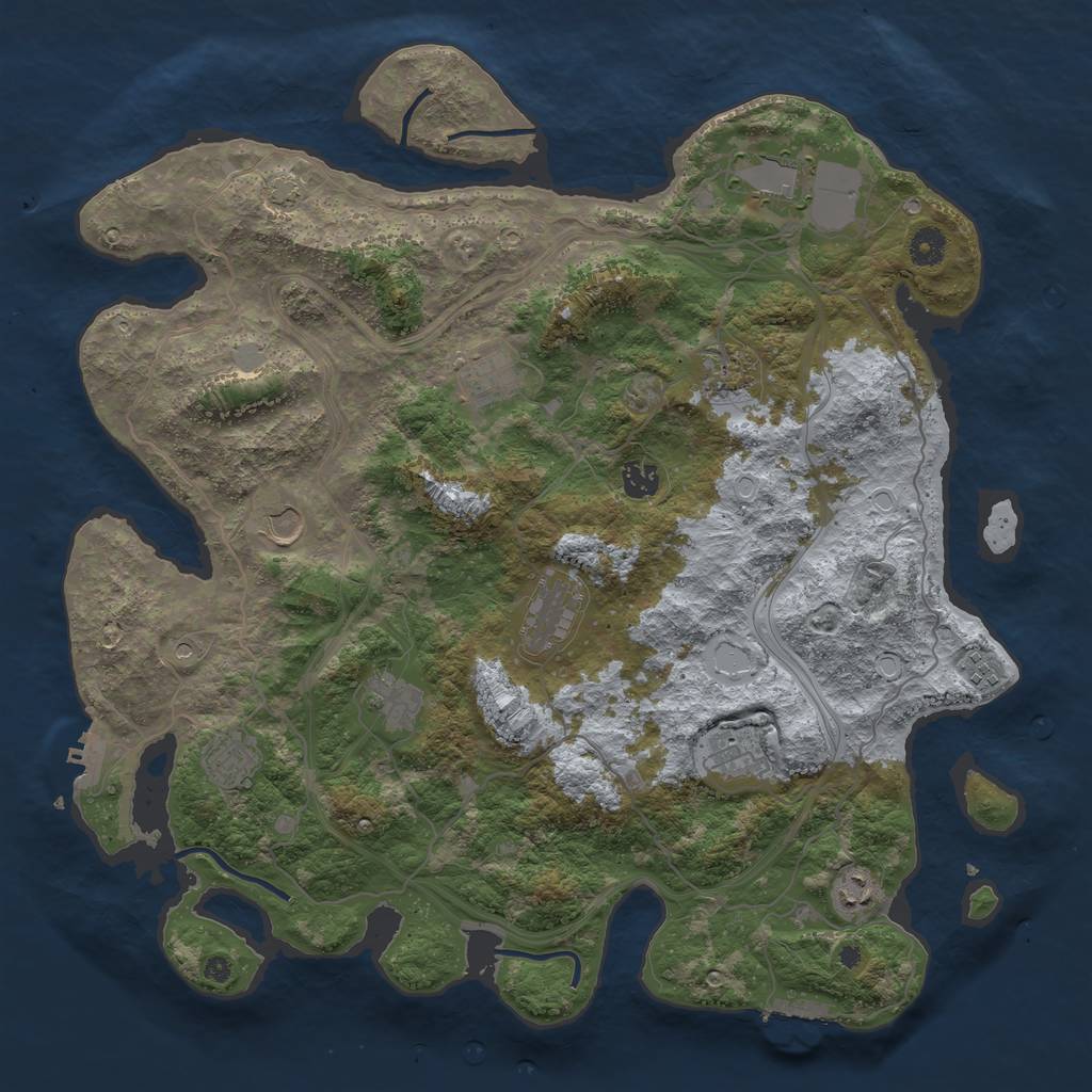 Rust Map: Procedural Map, Size: 4300, Seed: 53327187, 18 Monuments