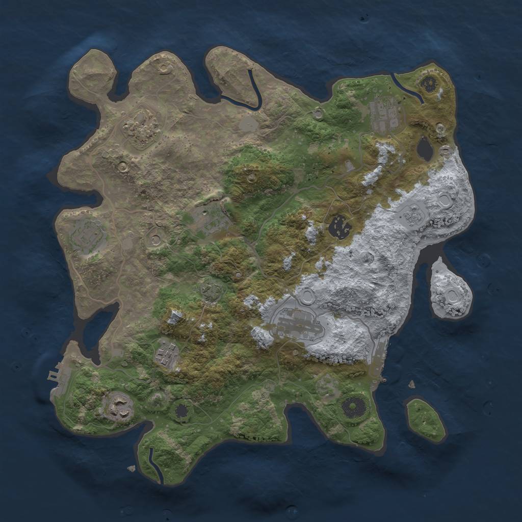 Rust Map: Procedural Map, Size: 3450, Seed: 98373745, 16 Monuments