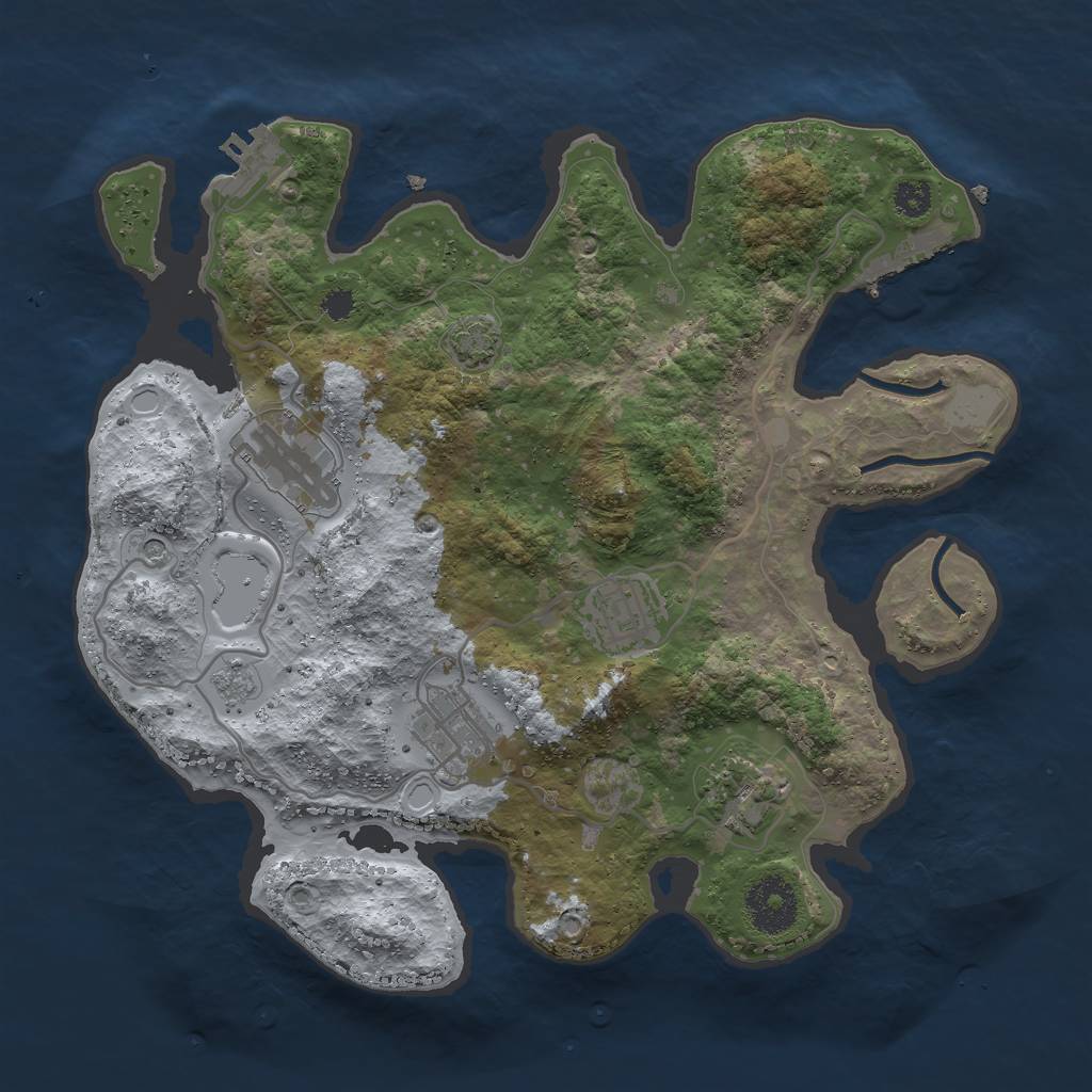 Rust Map: Procedural Map, Size: 3000, Seed: 1632, 12 Monuments