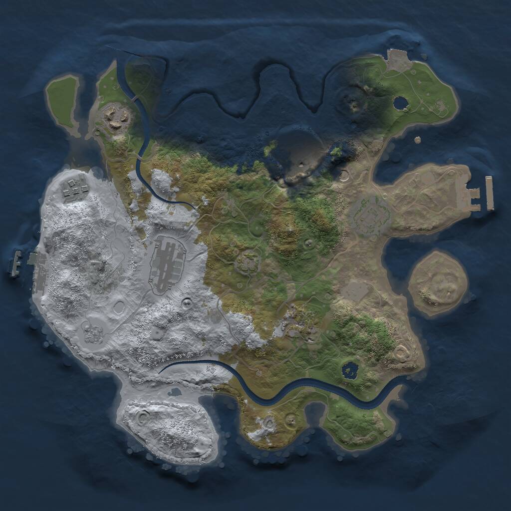 Rust Map: Procedural Map, Size: 3000, Seed: 1632, 12 Monuments