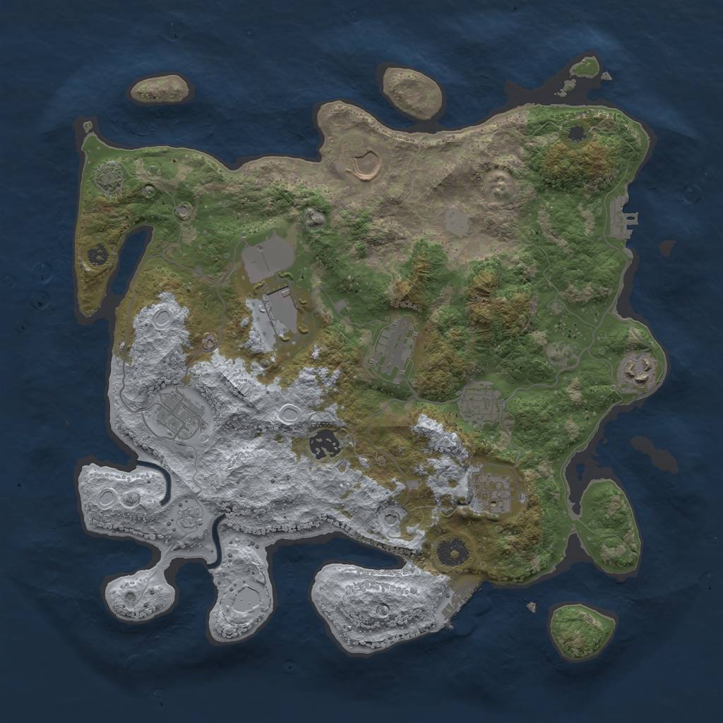Rust Map: Procedural Map, Size: 3650, Seed: 16538964, 16 Monuments