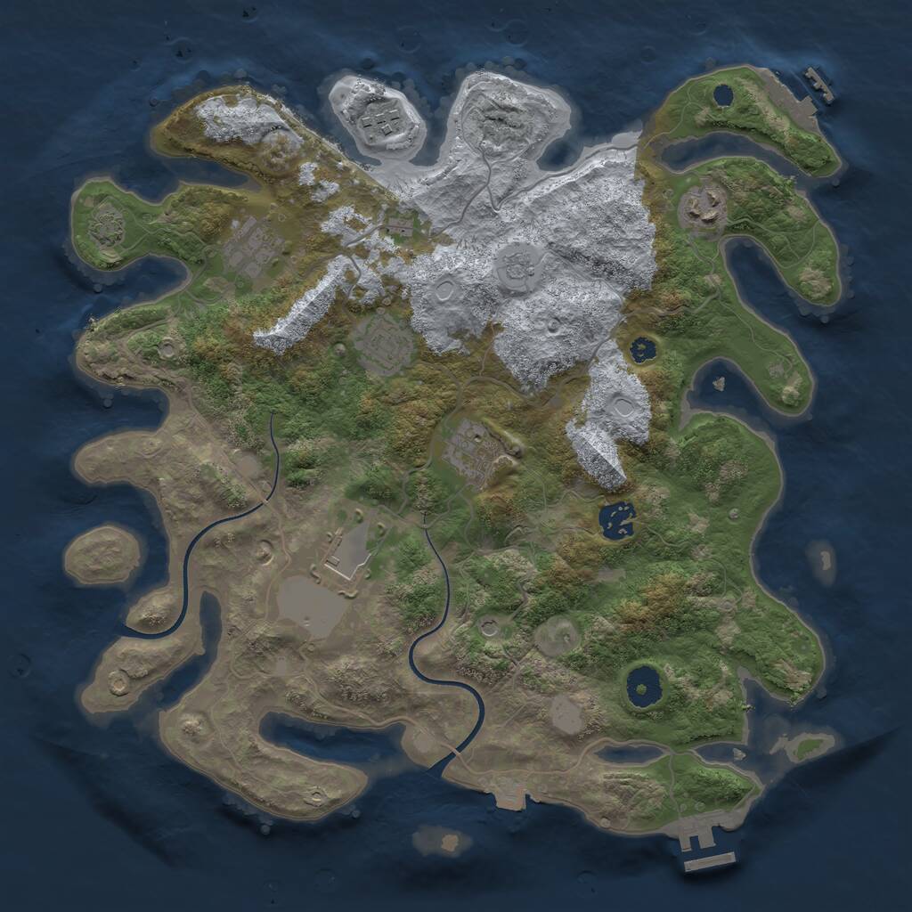 Rust Map: Procedural Map, Size: 3600, Seed: 17848775, 13 Monuments