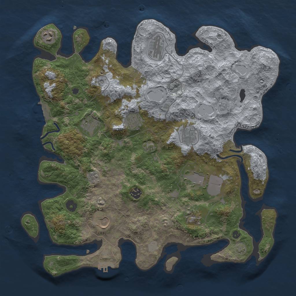 Rust Map: Procedural Map, Size: 3950, Seed: 39873541, 18 Monuments