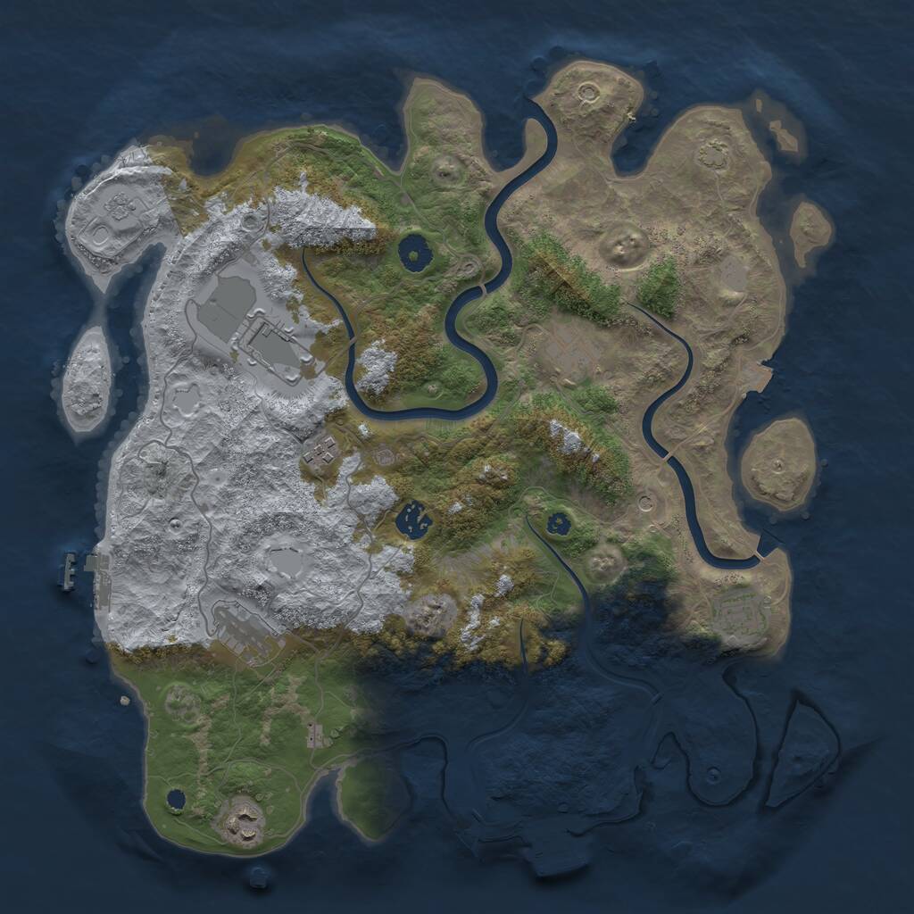 Rust Map: Procedural Map, Size: 3900, Seed: 59283648, 13 Monuments