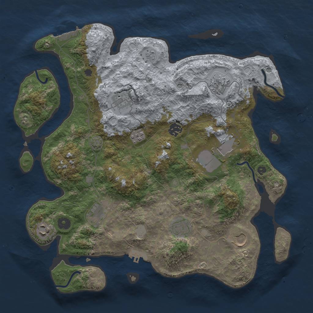 Rust Map: Procedural Map, Size: 3650, Seed: 63185377, 17 Monuments