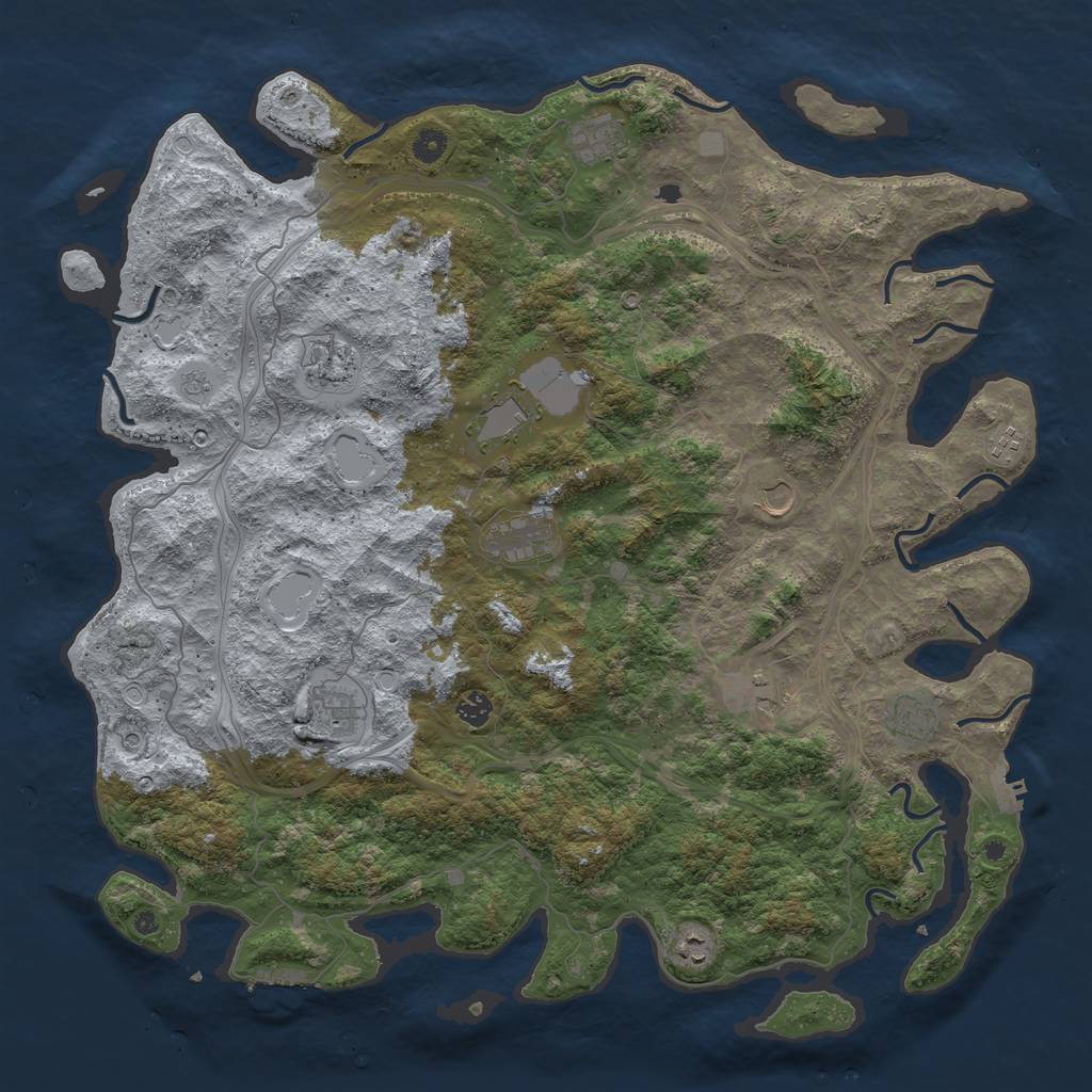 Rust Map: Procedural Map, Size: 4800, Seed: 1101178697, 19 Monuments