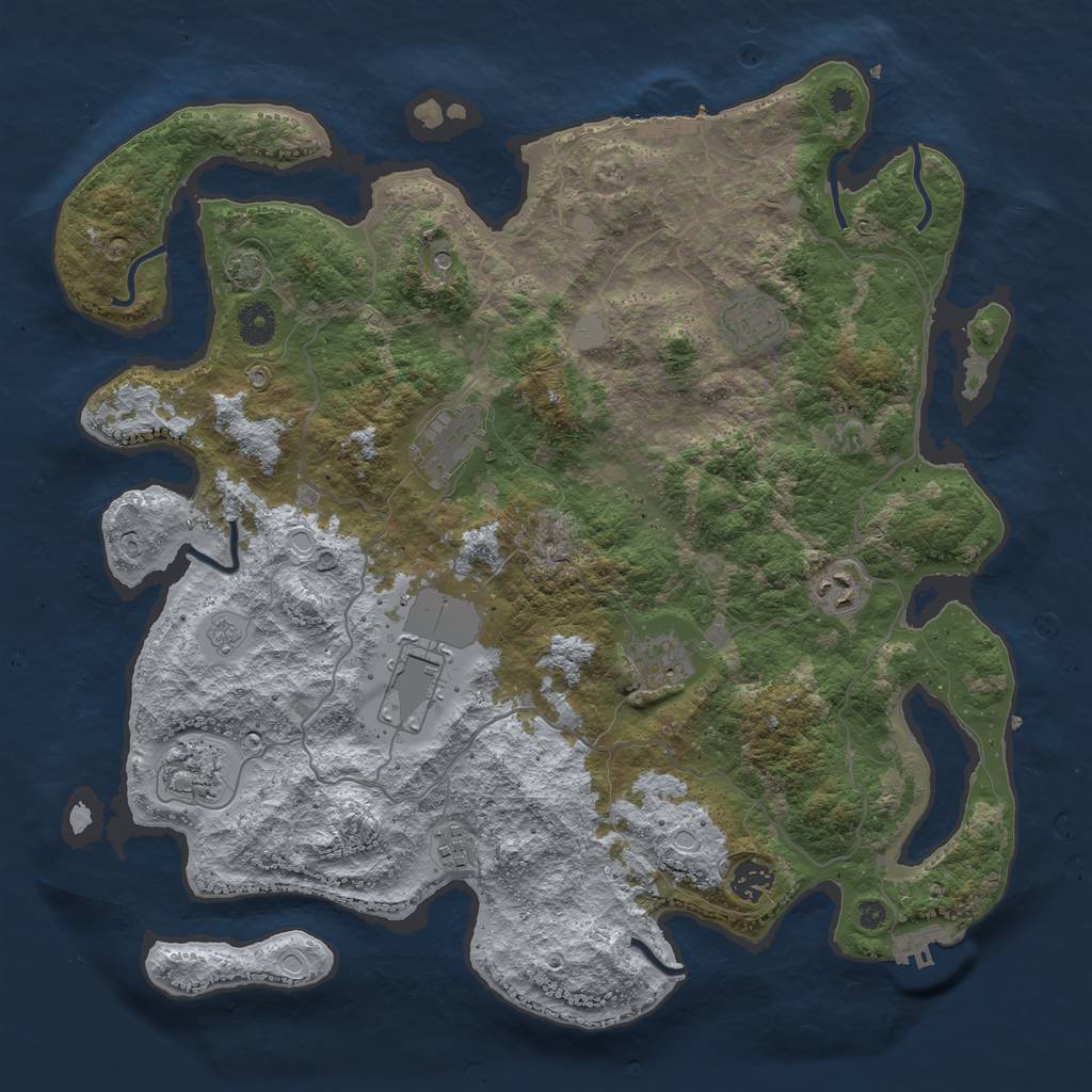 Rust Map: Procedural Map, Size: 4000, Seed: 348822734, 16 Monuments