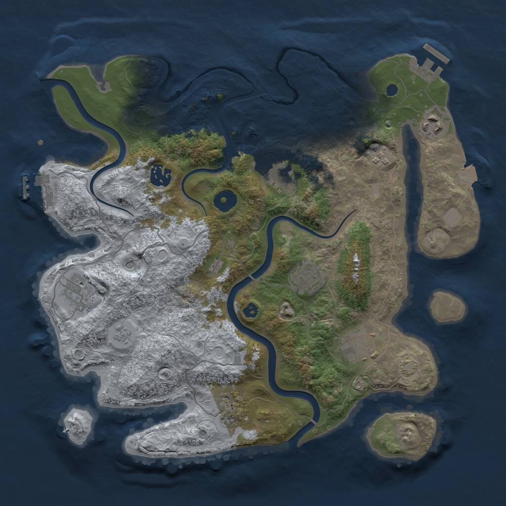 Rust Map: Procedural Map, Size: 3450, Seed: 17419910, 14 Monuments