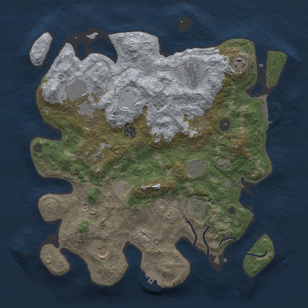 Rust Map: Procedural Map, Size: 3750, Seed: 68738586, 17 Monuments
