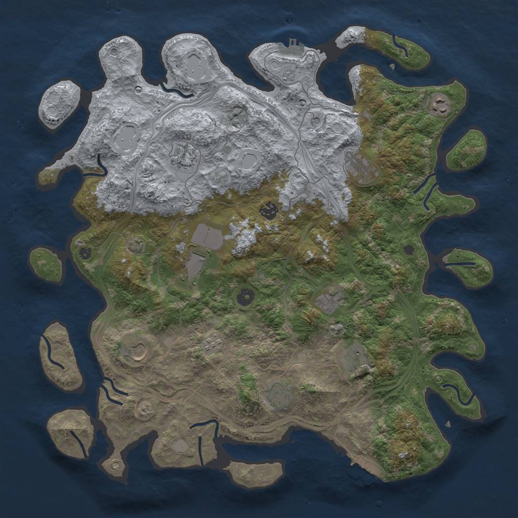 Rust Map: Procedural Map, Size: 4400, Seed: 87801533, 18 Monuments
