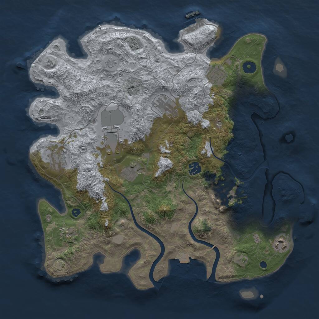 Rust Map: Procedural Map, Size: 3700, Seed: 21001878, 16 Monuments