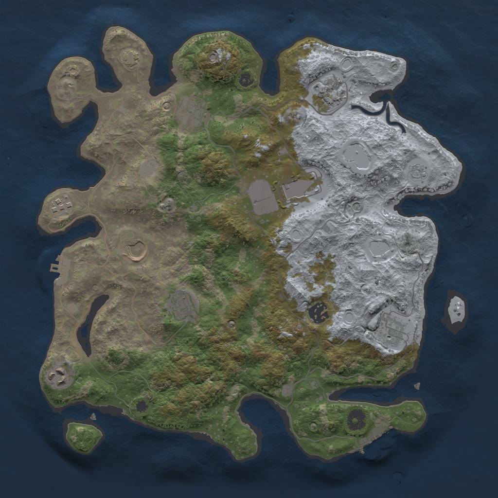 Rust Map: Procedural Map, Size: 3700, Seed: 837506, 17 Monuments
