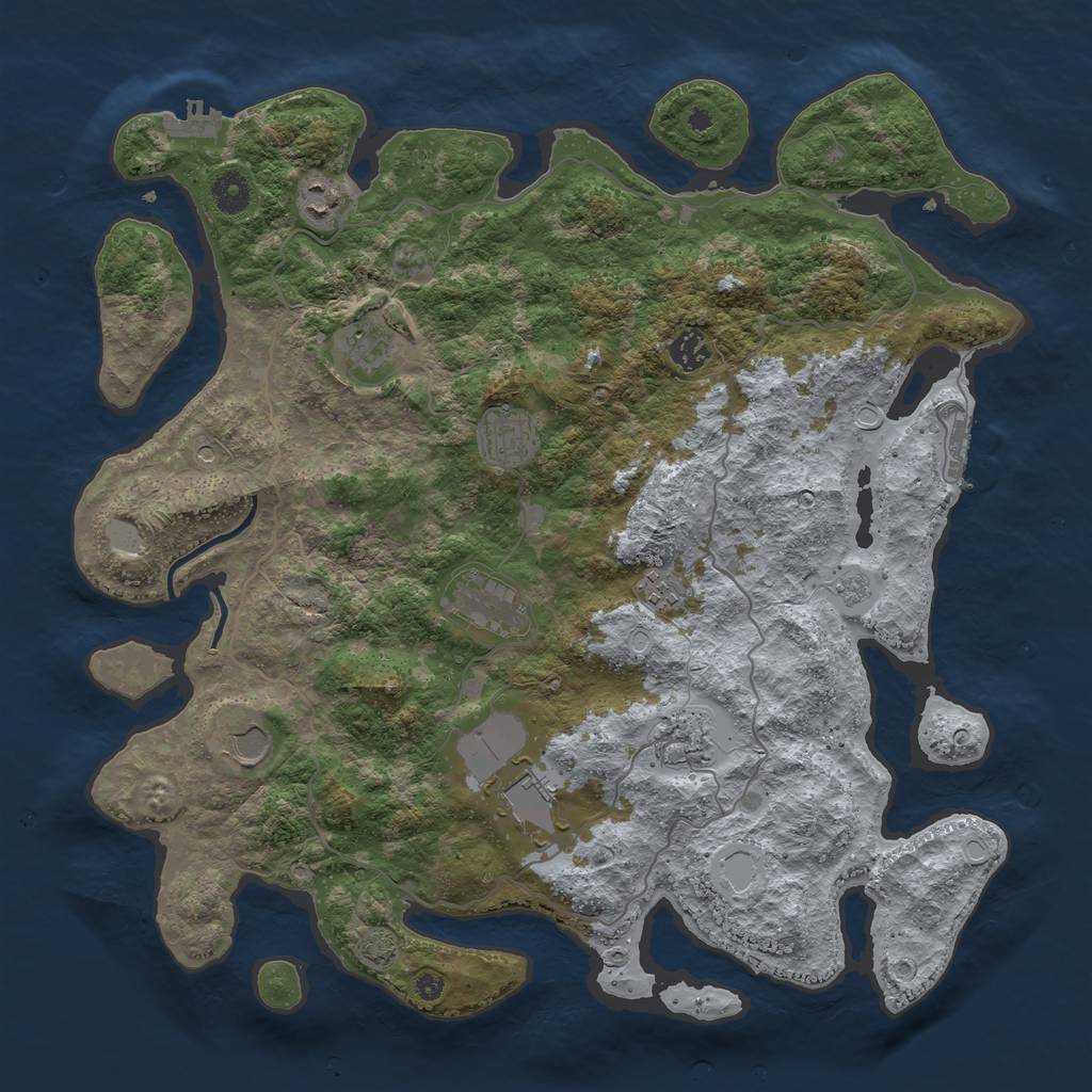 Rust Map: Procedural Map, Size: 4100, Seed: 51065325, 17 Monuments
