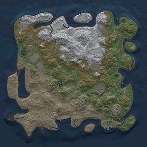 Thumbnail Rust Map: Procedural Map, Size: 3950, Seed: 72205204, 18 Monuments