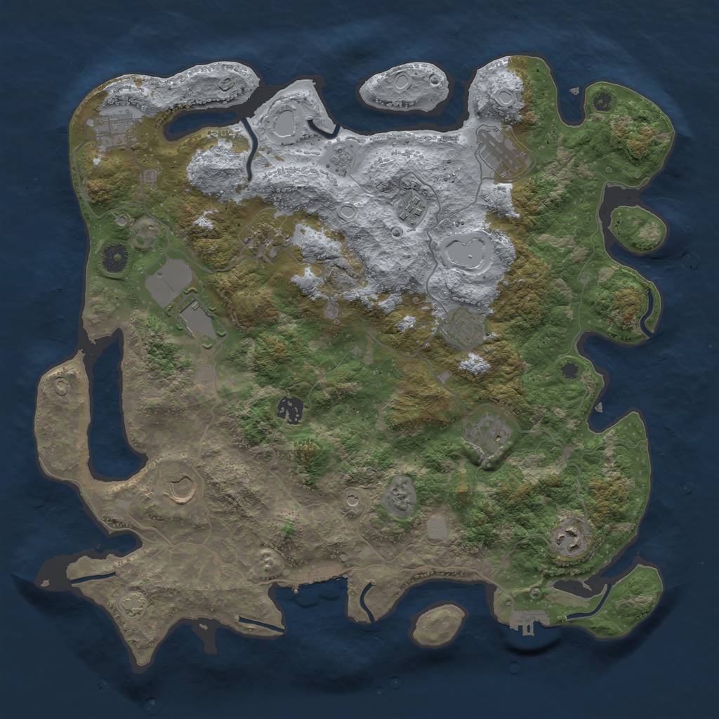 Rust Map: Procedural Map, Size: 3950, Seed: 72205204, 18 Monuments