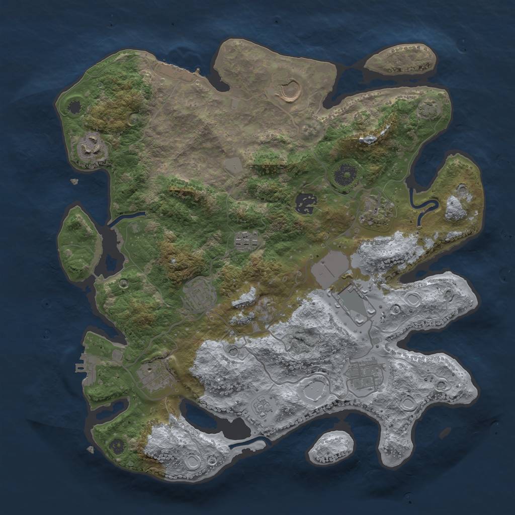 Rust Map: Procedural Map, Size: 3500, Seed: 32970997, 17 Monuments