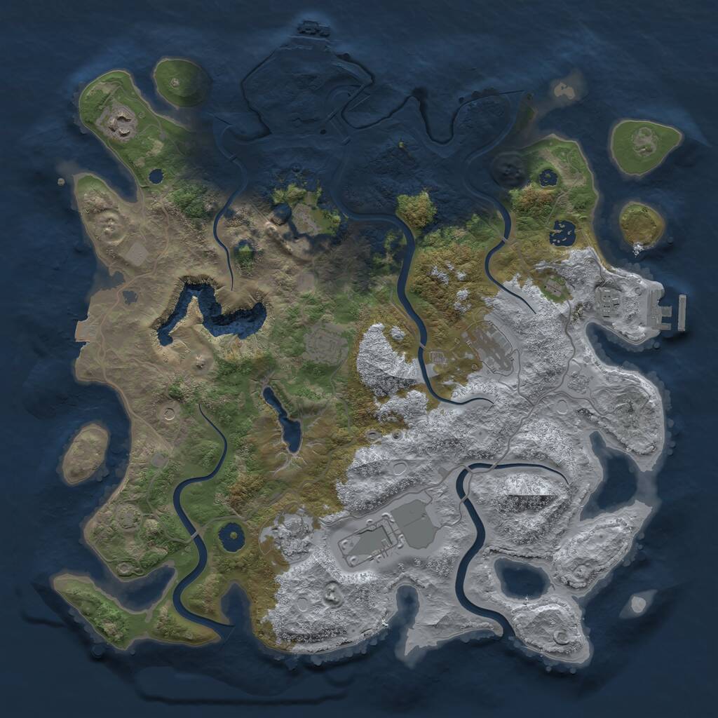 Rust Map: Procedural Map, Size: 4000, Seed: 1105410450, 14 Monuments